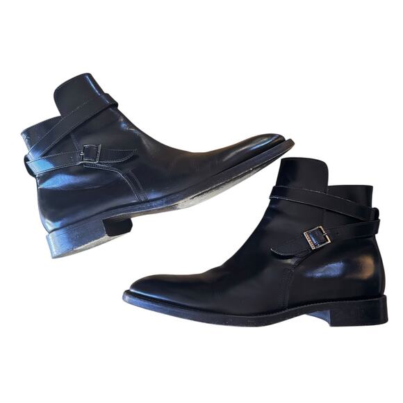 Hugo Boss Men's Jodhpur Style Leather Ankle Boots Black Made in Italy Size 9 - Picture 5 of 10